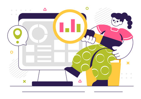 ERP Enterprise Resource Planning System Vector Illustration featuring Business Integration, Productivity Improvement, and Company Enhancementのイラスト素材