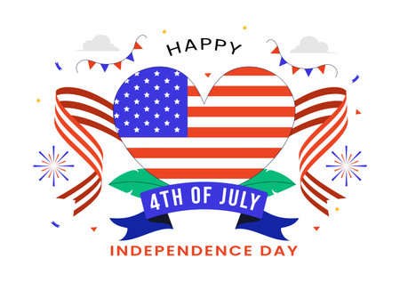 4th of July Happy Independence Day USA Vector Illustration featuring the American Flag and Balloons for National Holiday Celebration Backgroundのイラスト素材