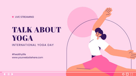 Yoga Day Celebration Vector for Social Media Landing Page with Cute Cartoon Designのイラスト素材