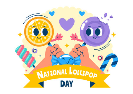 National Lollipop Day Vector Illustration on 20 July Celebrating Hard Candy and Sweet Treats in a Flat Style Cartoon Backgroundのイラスト素材