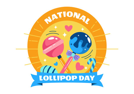National Lollipop Day Vector Illustration on 20 July Celebrating Hard Candy and Sweet Treats in a Flat Style Cartoon Backgroundのイラスト素材