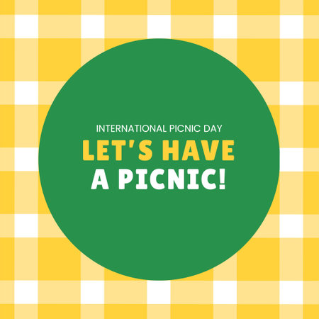 International Picnic Day Design with Food, Blanket, and Nature Scene Illustrationのイラスト素材