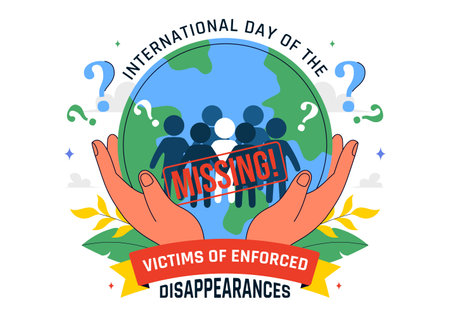 International Day of the Victims of Enforced Disappearances Vector Illustration on August 30 Featuring a Missing Person or Lost People in a Backgroundのイラスト素材