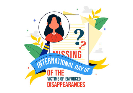 International Day of the Victims of Enforced Disappearances Vector Illustration on August 30 Featuring a Missing Person or Lost People in a Backgroundのイラスト素材