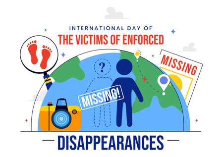 International Day of the Victims of Enforced Disappearances Vector Illustration on August 30 Featuring a Missing Person or Lost People in a Backgroundのイラスト素材