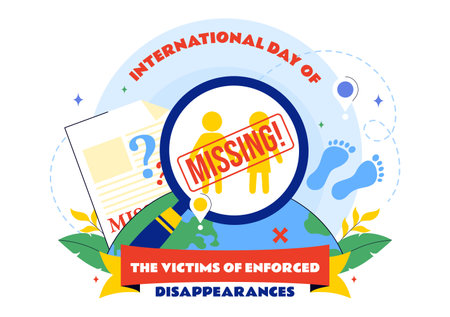 International Day of the Victims of Enforced Disappearances Vector Illustration on August 30 Featuring a Missing Person or Lost People in a Backgroundのイラスト素材