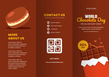 Cartoon Hand Drawn Social Media Brochure Layout for Celebrating World Chocolate Dayのイラスト素材