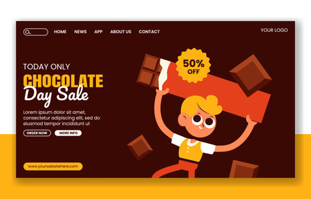 Hand Drawn Social Media Landing Page Illustration for World Chocolate Day Celebrationのイラスト素材