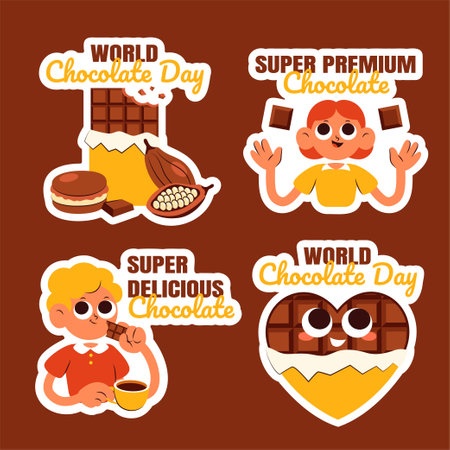 Vector Social Media Label Graphic Template Featuring Chocolate Day Celebration in Flat Styleのイラスト素材