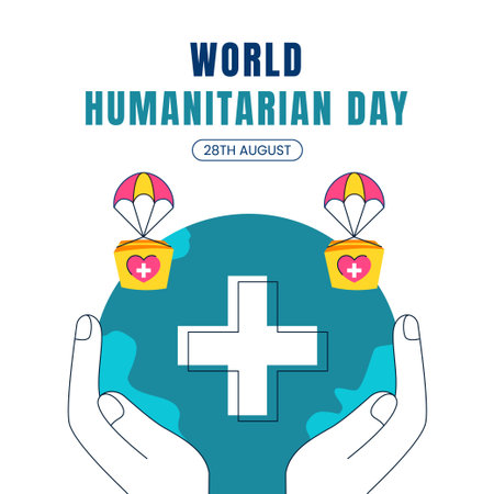 Vector Illustration for World Humanitarian Day Social Campaign in Flat Styleのイラスト素材