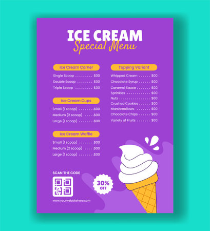Colorful Ice Cream for Social Media Menu with Flat Design Elementsのイラスト素材