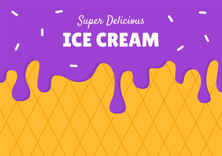 Yummy Ice Cream Vector Background for Social Media Flat Style Post Templateのイラスト素材