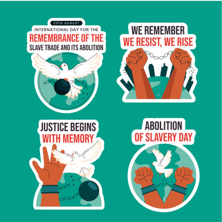 International Day Against the Slave Trade Vector Design with Educational Awareness Label Themeのイラスト素材