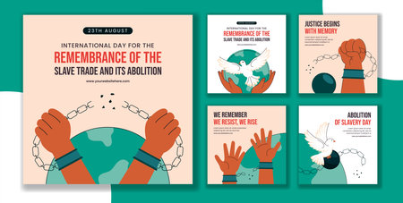 International Slave Trade Remembrance Day Vector Illustration with Flat Cartoon Social Media Post Template Designのイラスト素材