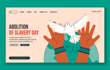 Illustration for International Abolition of the Slave Trade Day in Flat Hand Drawn Social Media Landing Page Designのイラスト素材