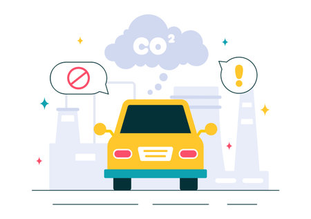 Carbon Dioxide or CO2 Vector Illustration Emphasizing the Importance of Saving Planet Earth from Climate Change in a Flat Style Cartoon Backgroundのイラスト素材