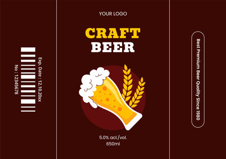 Hand Drawn Flat Style Beer Illustration for Social Media Label Product on International Beer Dayのイラスト素材
