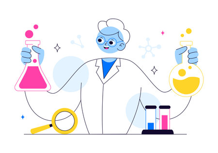 Experiment Vector Illustration Featuring a Laboratory Conducting Scientific Research, Experimentation, and Measurement to Test a Hypothesisのイラスト素材