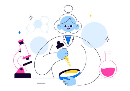 Experiment Vector Illustration Featuring a Laboratory Conducting Scientific Research, Experimentation, and Measurement to Test a Hypothesisのイラスト素材