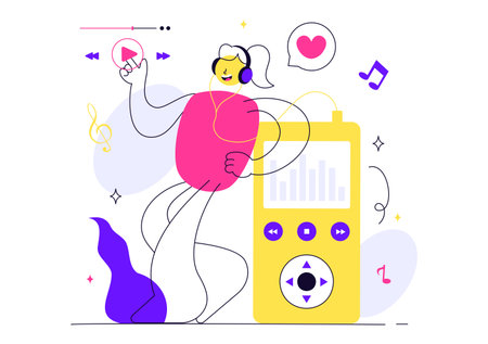 Viral Tunes Vector Illustration Featuring Songs that Became Popular with Sound Waves Equalizer, Voice Signal Circle, and Digital Visualization Soundのイラスト素材