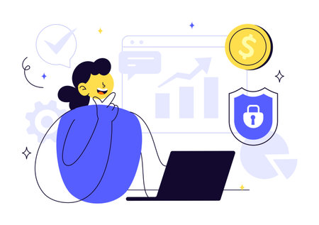 Fintech Vector Illustration Featuring Finance, Financial Technology, Online Banking, Crowdfunding, and Business Investment Banking Payment Backgroundのイラスト素材