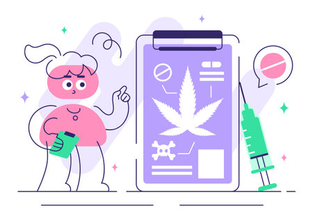Narcologist Vector Illustration Featuring Drug Addiction Awareness and Issues Related to Alcohol and Tobacco in Healthcare with a Cute Flat Backgroundのイラスト素材