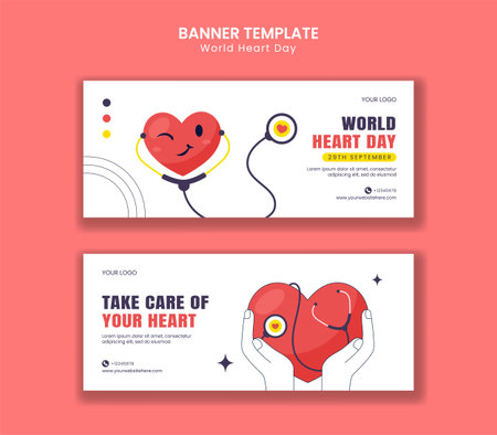 World Heart Day Graphic Template for Online Awareness Horizontal Banner Campaignのイラスト素材