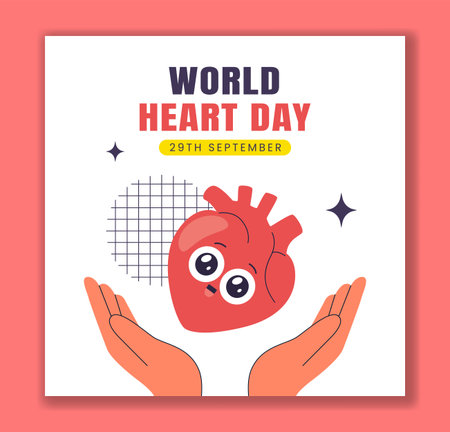Flat Style Hand-Drawn Illustration for World Heart Day Campaign Backgroundのイラスト素材