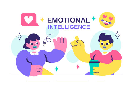 Emotional Intelligence Vector Illustration featuring Controlling Feelings and Emotions with Logical Thinking, Empathy, Social Skills and Mental Healthのイラスト素材
