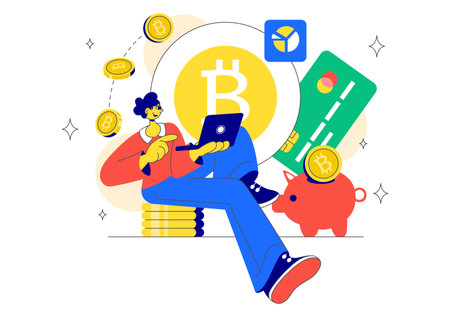 Digital Currency Payment Vector Illustration Featuring Successful Money Transaction and Online Mobile Banking for Digital Shopping in a Backgroundのイラスト素材