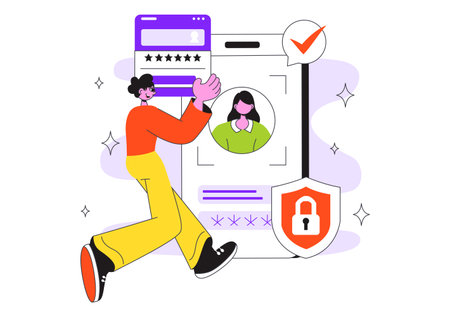 Digital Identity Security Illustration Featuring Secure User Authentication With Passwords, Verifying Identities, Biometric Data, And Login Activityのイラスト素材