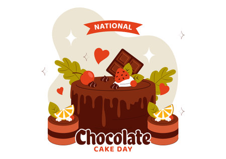 National Chocolate Cake Day Vector Illustration Featuring a Sweet And Delicious Dessert With a...