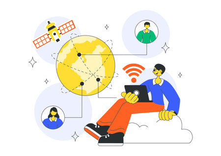 Global Internet Connection Vector Illustration Featuring Cloud Data Storage With Connectivity Communications Of Data Center For Cloud Computingのイラスト素材