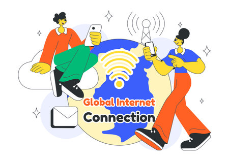 Global Internet Connection Vector Illustration Featuring Cloud Data Storage With Connectivity Communications Of Data Center For Cloud Computingのイラスト素材