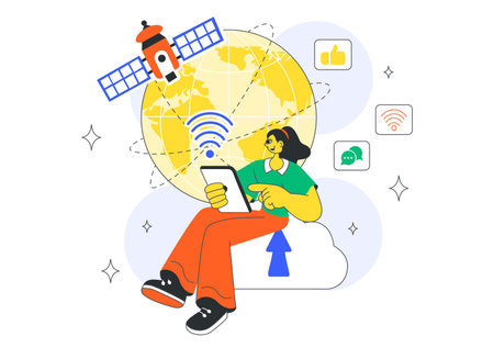 Global Internet Connection Vector Illustration Featuring Cloud Data Storage With Connectivity...