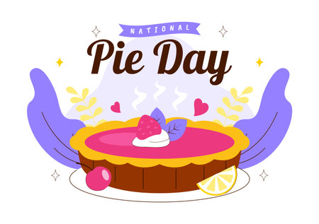 National Pie Day Vector Illustration On January 23 Featuring Delicious Pastry Shells And Various Fillings In a Flat Style Cartoon Backgroundのイラスト素材