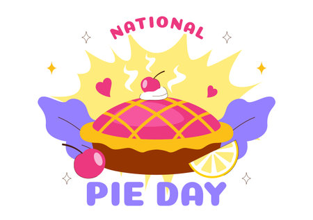 National Pie Day Vector Illustration On January 23 Featuring Delicious Pastry Shells And Various Fillings In a Flat Style Cartoon Backgroundのイラスト素材