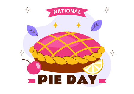 National Pie Day Vector Illustration On January 23 Featuring Delicious Pastry Shells And Various Fillings In a Flat Style Cartoon Backgroundのイラスト素材