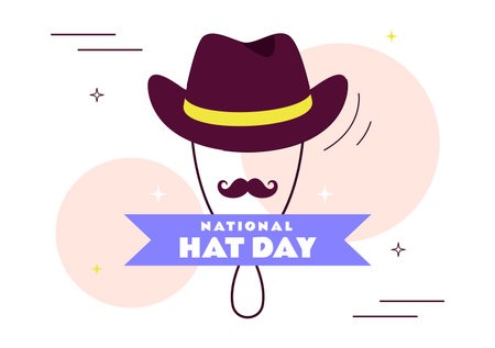 National Hat Day Vector Illustration Featuring January 15 To Celebrate The Diverse Range Of Hats From Around The World In a Flat Style Backgroundのイラスト素材