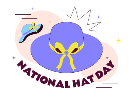 National Hat Day Vector Illustration Featuring January 15 To Celebrate The Diverse Range Of Hats From Around The World In a Flat Style Backgroundのイラスト素材