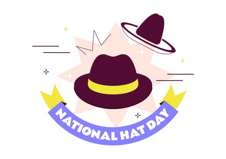 National Hat Day Vector Illustration Featuring January 15 To Celebrate The Diverse Range Of Hats From Around The World In a Flat Style Backgroundのイラスト素材