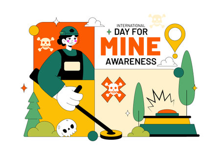 International Day For Mine Awareness Vector Illustration Promoting Safety Education, Humanitarian Action, And Global Peace Campaign a Backgroundのイラスト素材