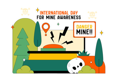 International Day For Mine Awareness Vector Illustration Promoting Safety Education, Humanitarian Action, And Global Peace Campaign a Backgroundのイラスト素材