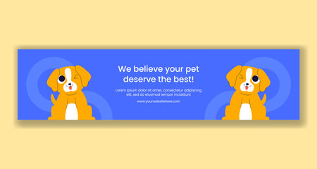 Twitter Ad Pets Care Services With Flat Cartoon Hand Drawn Templates Illustrationのイラスト素材