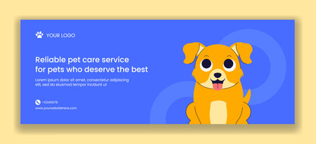Social Media Cover Pets Care Services Flat Cartoon Hand Drawn Templates Illustrationのイラスト素材