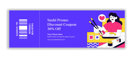 Label Design with Japanese Sushi Foods Flat Cartoon Hand Drawn Illustration Backgroundのイラスト素材