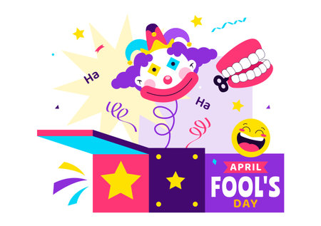 Happy April Fools Day Celebration Illustration Featuring A Jester Hat And Surprise Box To Trick People In Flat Cartoon Holiday Style Backgroundのイラスト素材