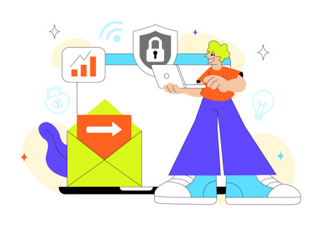 Global Digital Transformation Vector Illustration Featuring Modern Technology Innovation, Business Growth, And Future Connectivity In Flat Backgroundのイラスト素材