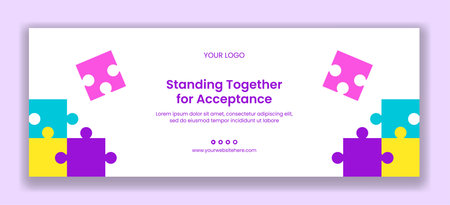 Social Media Cover World Autism Awareness Day Flat Cartoon Hand Drawn Illustrationのイラスト素材