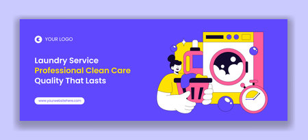 Cover Design for Laundry Service Flat Cartoon Hand Drawn Illustrationのイラスト素材